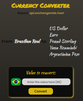 Image about the project: Currency Converter | exchangerate.host API.